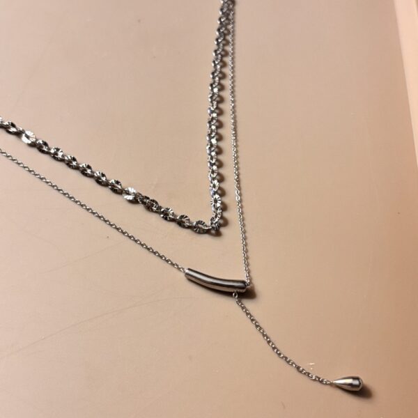 Two-Strand Bar and Drop Necklace