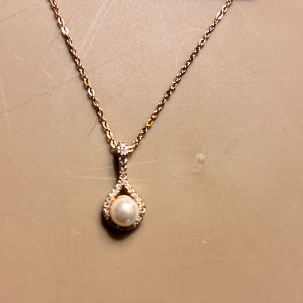 Vintage Pearl Drop Necklace - 925 Sterling Silver